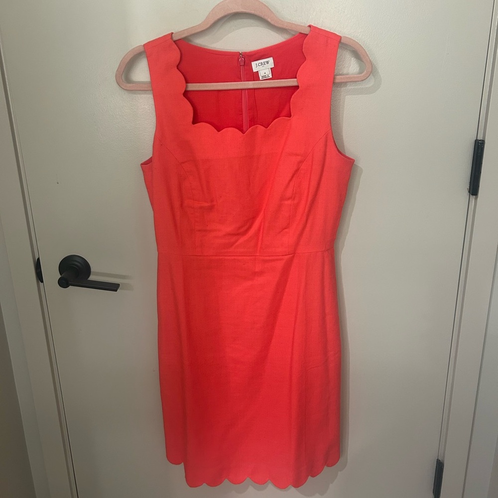J. Crew Red Scallop Shift Dress